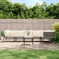 moobody 7 Piece Patio Set with Cushions Gray Poly Rattan