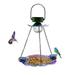 Hesxuno Solar Bird Feeder For Outside Hanging Bird Water Feeder With LED Light Outdoor Metal Garden Light Bird Tray Flower Decorative LED Light