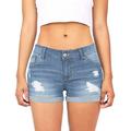 iOPQO Shorts For Women Jean Shorts Women Shorts Ripped Waisted Low Hole Washed Short Jeans Denim Pants Women s Jeans Running Shorts For Women Workout Shorts Women Lounge Shorts Women Blue M