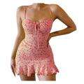 knqrhpse Corset Dress Casual Dress Summer Strap Casual Spaghetti Dress Women s Floral Dress Mini Women s Dress Womens Dresses Pink Dress XXL