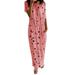 knqrhpse Womens Pajamas Satin Pajama Set Womens Daily Short Sleeve Print Casual Inclined Shoulder Maxi Sleep Dress Women s Lingerie Sleep & Lounge Night Gowns Pink XL