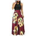 knqrhpse Sundresses for Women Boho Dress Maxi Dress Casual Dress Maxi Dress Dress Floral Print Sundress Swing Summer Casual Women Sleeveless Women s Dress Womens Dresses Dress Xl