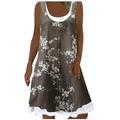 knqrhpse Sundresses for Women Casual Dresses For Women Casual Dress Long Beach Casual Dress Maxi Loose Floral Women s Printing Sleeveless Women s Dress Womens Dresses Brown Dress M