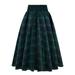 knqrhpse Skirts For Women Midi Dresses For Women Women Fashion Casual Plaid SkirtWith Pockets Vintage High Waist Pleated Skirt Womens Dresses Green Dress XL