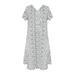 knqrhpse Casual Dresses Summer Dress Midi Dresses for Women Summer Ladies Casual Short Sleeve V Neck Dot Heart Print Dress Womens Dresses White Dress 4Xl