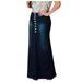 knqrhpse Maxi Dress Casual Dress Front Skirts Washed Jean Casual Skirt Denim Long A-Line Women s Button Skirt Womens Dresses Dark blue Dress XXL