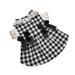 Dog Dress Round Neck - Lace Patchwork - Fake Pearls Decor - Plaid Print - Pet Dog Cat Princess Dress - Daily Wear