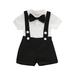 Youmylove Baby Solid Suspenders Shorts Set Strap Outfits Boys Gentleman Romper Boys Outfits Set Boys 2 Piece Outfit