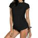 2022 new swimsuit Women s Rash Guard Sun Protection UV Surf Tops Short Sleeve Swim Shirt