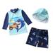 Baby Toddler Boys Two Pieces Shark Swimsuit Set Boys Crab Bathing Suit Rash Guards with Hat UPF 50+