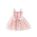 WakeUple Toddler Baby Girls Dress 3D Butterfly Ruched Sleeveless Layered Cami Summer Casual Clothes Princess Dress