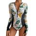 Swimsuit Women Women S Floral Printed Rash Guard Long Sleeve Swimsuits Sunscreen Surfing Suit Bathing Suit Womens Swimsuits Polyester White M