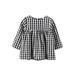 Qtinghua Toddler Baby Girls Fall Dress Long Sleeve Round Neck Plaids Print Dress Clothes Black 2-3 Years