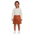 Wonder Nation Baby and Toddler Girls Ribbed Mock Neck and Faux Leather Skirt Set 2-Piece Sizes 12M-5T