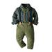 ZRBYWB Toddler Boy Clothes Long Sleeve Stripe Tops Pants 3 Piece Child Kids Gentleman Bowtie Set Outfits Overalls Kids Outfits