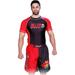 Woldorf USA Rash Guard Black/Red Half Sleeve Size L Killer Logo Sparring Fitness Rash Guards Grappling Kickboxing Rash Guards Fighting Muay Thai Training Rash Guards