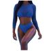 Royallove Womens Sexy High Waist Rash Guard Swimwear Long Sleeve 3PCS Swimsuit swimsuit coverup for women