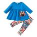 Rovga Girls Outfit Set Kids Outfit Thanksgiving Prints Long Sleeves Tops Pants 2Pcs Set Outfits For 18-24 Months
