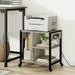 HOMEFAN Printer Stand Printer Desk Stand Printer Stand with Storage Printer Desk Organizer with Two USB and Two Charging Outlets.