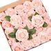 50 PCS Artificial Flowers Blush Pink Fake Roses for Decorations Real Touch Foam Rose Bulk with Stems for Wedding Bouquets Centerpiece Bridal Party Home DIY Artificial Rose Arrangement Decor