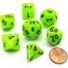 HTYSUPPLY Dice: Polyhedral 7-Die Dice Set - BRIGHT Green with Black Numbers CHX-27430