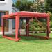 moobody Party Tent with 4 Mesh Sidewalls Red 9.8 x13.1 HDPE