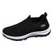 ZIZOCWA Casual Mesh Slip On Sports Shoes for Men Solid Color Stretch Cloth Breathable Walking Running Shoes Non-Slip Soft Sole Tennis Shoes Black Size40