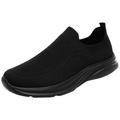 ZIZOCWA Summer Mesh Breathable Slip On Casual Shoes for Men Solid Color Soft Sole Tennis Shoes Lightweight Non-Slip Walking Sports Shoes Black Size46