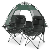 MADOG 3-Piece Camping Tent + Chairs Set 4 Person Dome Tent and 2 Folding Camping Chairs Combo with Cooler Bag and Cup Holder for Backpacking Hiking Traveling Green