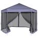 moobody Folding Gazebo with Mesh Sidewalls Steel Frame Garden Canopy Tent Sun Shelter Dark Blue for Patio Party Wedding BBQ Camping Trip Festival Events 11.8ft x 10.2ft x 8.7ft (L x W x H)