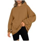 FAIWAD Womenâ€™s Tops Solid Color Basic Hoodies Sweatshirts Long Sleeve Comfy Fall Winter Pullover Blouse