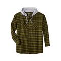 Men's Big & Tall Wrangler® hooded flannel plaid shirt by Wrangler in Olive Black (Size 6XL)