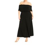 Plus Size Women's Off The Shoulder Knit Maxi Dress by ELOQUII in Black Onyx (Size 16)