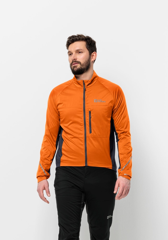 Fahrradjacke JACK WOLFSKIN "MOROBBIA ALPHA INS JKT M", Herren, Gr. S (48), blood, orange, 1. OBERSTOFF 100% POLYAMID 2. OBERSTOFF 88% POLYAMID, 12% ELASTHAN 1.FUTTER 100% POLYESTER 2.LINING 100% POLYESTER, Jacken Image