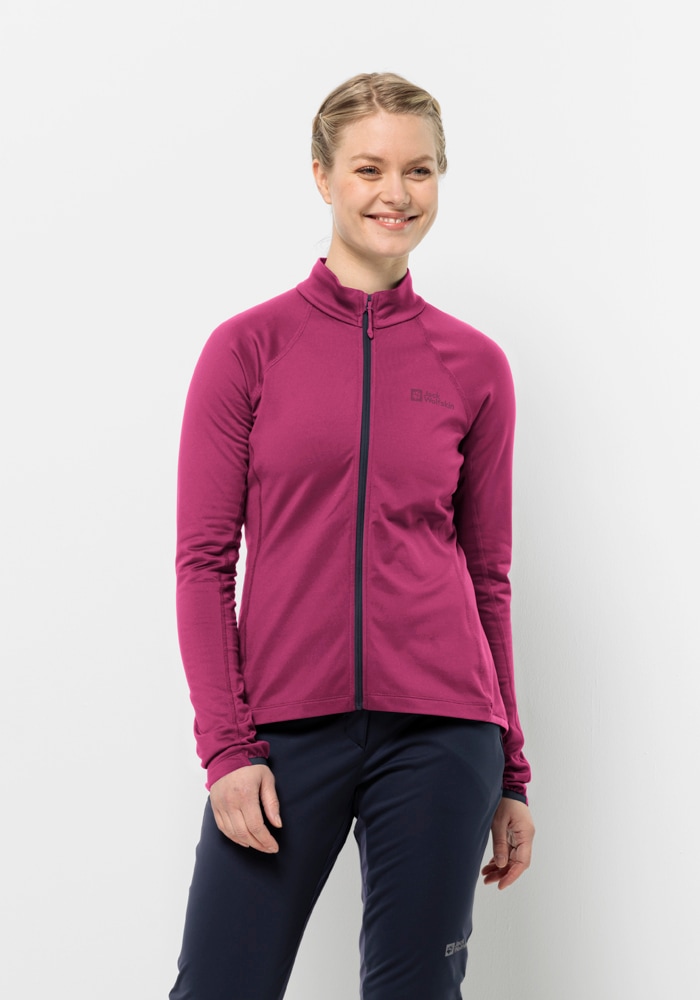 Fahrradjacke JACK WOLFSKIN "MOROBBIA FZ W", Damen, Gr. S (36), pink (new, magenta), OBERSTOFF 91% POLYESTER, 9% ELASTHAN LINING 100% POLYESTER, Jacken Image