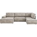 Wohnlandschaft HOME AFFAIRE "SHERWOOD XXL 329 cm Schlafsofa, U-Form" Sofas Gr. B/H/T: 329 cm x 85 cm x 195 cm, Vintage, Recamiere links, grau (hellgrau) Wohnlandschaften