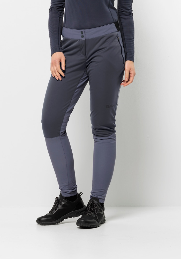 Fahrradhose JACK WOLFSKIN "MOROBBIA PANTS W", Damen, Gr. 40, Normalgrößen, grau (graphite), 1. OBERSTOFF 100% POLYESTER 2. OBERSTOFF 91% POLYAMID, 9% ELASTHAN, Hosen Image