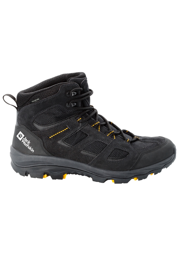 Wanderschuh JACK WOLFSKIN "VOJO 3 TEXAPORE MID M", Herren, Gr. UK115-EU46, Normalschaft, gelb (schwarz, burly, gelb, xt), Main Material Second Material 100% Polyamide Lining Sole 100% Rubber/ EVA, Schuhe Wanderschuh