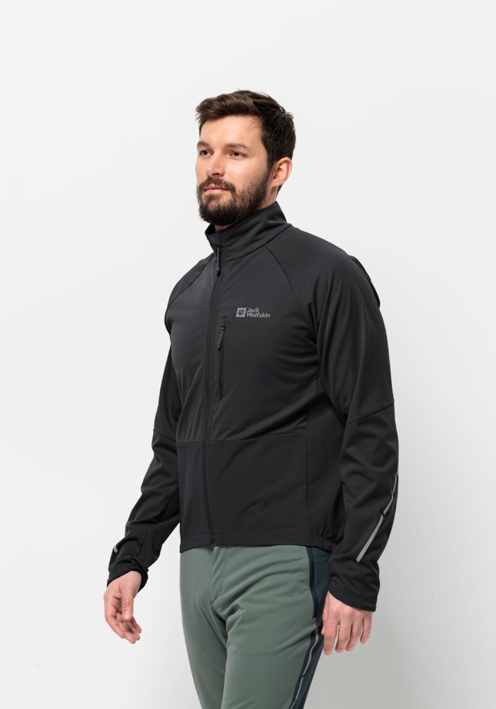 Fahrradjacke JACK WOLFSKIN "MOROBBIA JKT M", Herren, Gr. S (48), schwarz, 1. OBERSTOFF 100% POLYESTER 2. OBERSTOFF 91% POLYAMID, 9% ELASTHAN FUTTER 100% POLYESTER, Jacken Image