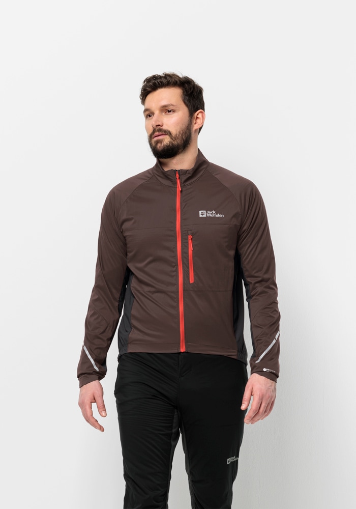 Fahrradjacke JACK WOLFSKIN "MOROBBIA ALPHA INS JKT M", Herren, Gr. S (48), rot, earth, 1. OBERSTOFF 100% POLYAMID 2. OBERSTOFF 88% POLYAMID, 12% ELASTHAN 1.FUTTER 100% POLYESTER 2.LINING 100% POLYESTER, Jacken Image