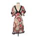 Patrizia Pepe Casual Dress - Wrap: Tan Graphic Dresses - Women's Size X-Small