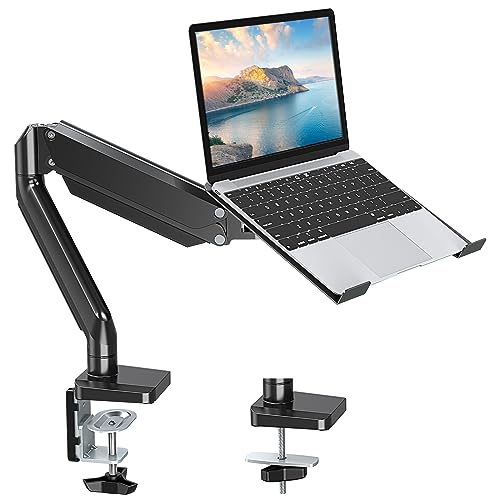 MOUNT PRO Laptop Arm Mount for Desk, 2 in 1 Function Monitor Laptop Stand, Fits Max 17" Notebook and 32" Computer Screen, Aluminum Single Monitor Holder with Adjustable Tray, Holds up to 17.6lbs