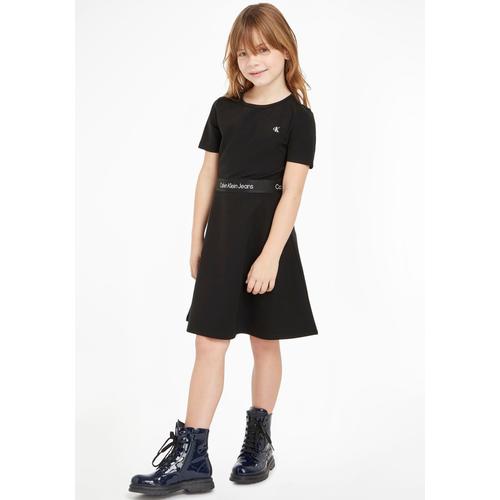 „Skaterkleid CALVIN KLEIN JEANS „“PUNTO TAPE SS DRESS““ Gr. 12 (152), N-Gr, schwarz (ck black) Mädchen Kleider Skaterkleider“