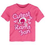Girls Infant Pink Los Angeles Rams Cutest Fan Hearts T-Shirt