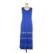 Apt. 9 Casual Dress Scoop Neck Sleeveless: Blue Print Dresses - Women's Size X-Large Petite