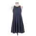 Silence and Noise Casual Dress - A-Line Crew Neck Sleeveless: Blue Print Dresses - Women's Size X-Small