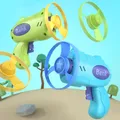 Children's 10M Launcher Flying Saucer Gun Toy Flying Disc Shooting Soaring Ejection Catapult Funny
