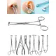 Surgical Steel Body Piercing Tool Needle Pipe Clamp Forceps Tweezers Open Close Ring Ball Plier Lip