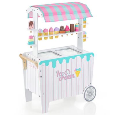 Costway Kid's Ice Cream Cart Playset with Display Rack and Accessories