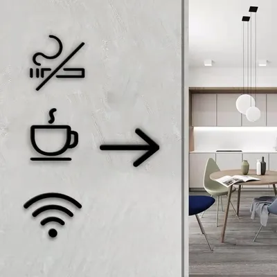 Moderne Acryl Toilette Wi-Fi-Werkzeug Zeichen Kamera Nichtraucher Esszimmer WC Symbol Wand platte Image